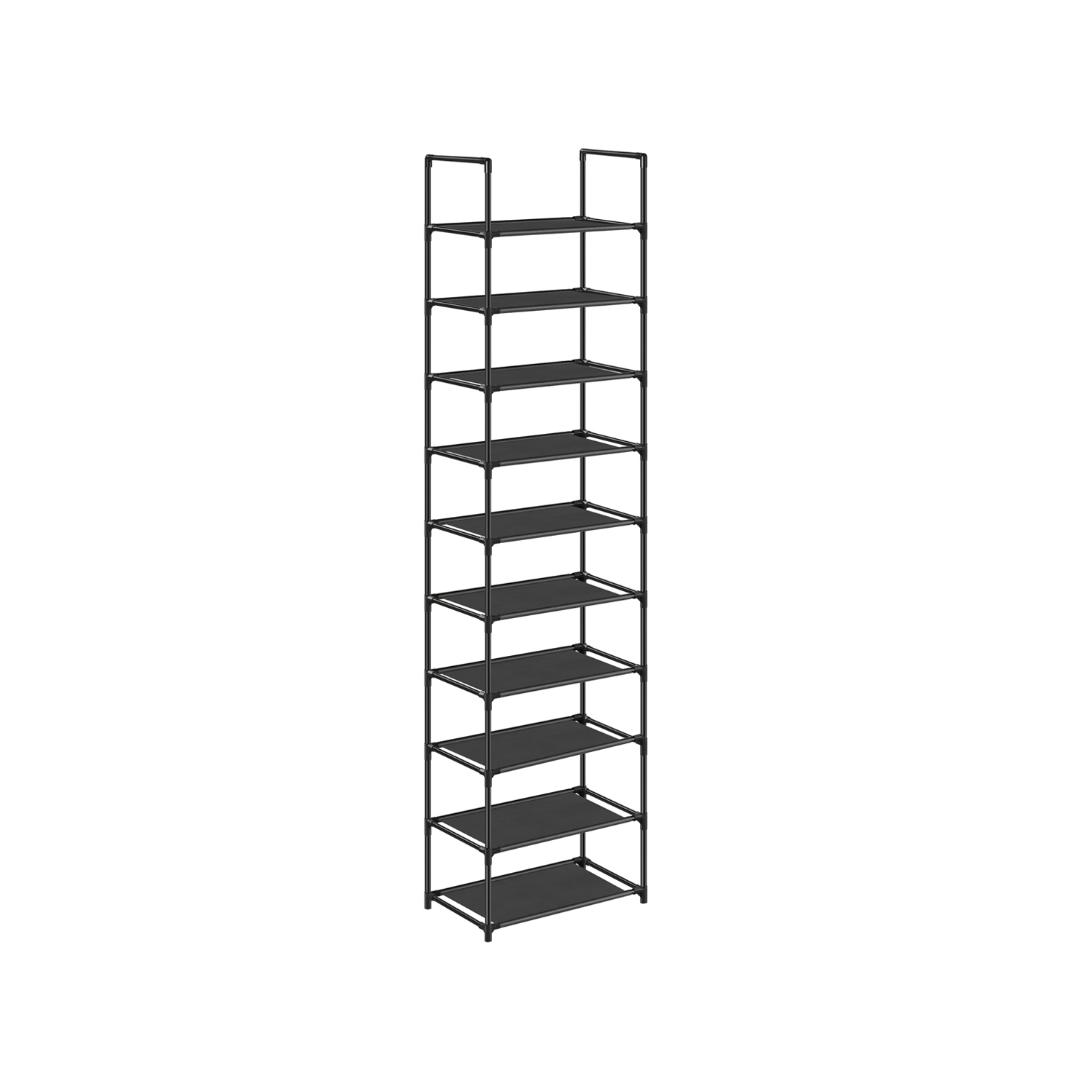 10 tasandiga kingariiul avatud kingakapp kitsas disain metallraam ja lausriidest riiulid 45 x 28 x 173 cm